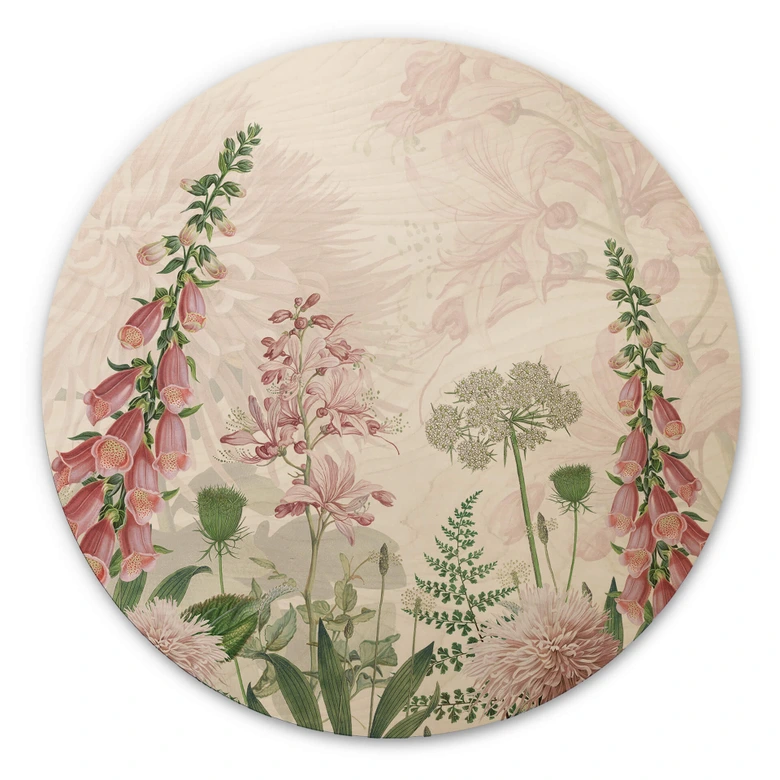 Holzbild Sir Edward - Rosa Fingerhut - Rund 
