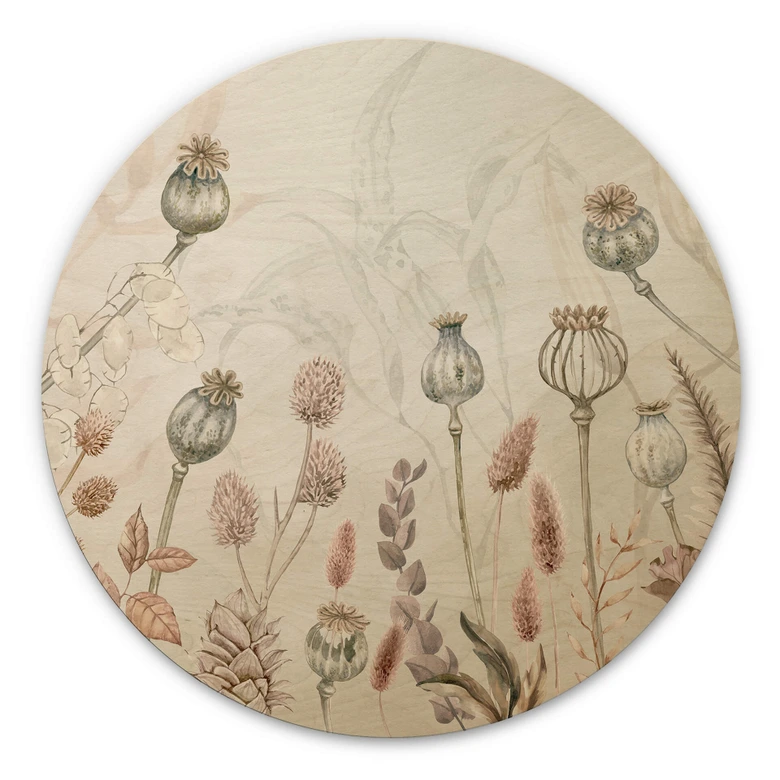 Billede af træ Sir Edward - Tørrede blomster hvid - Rund 