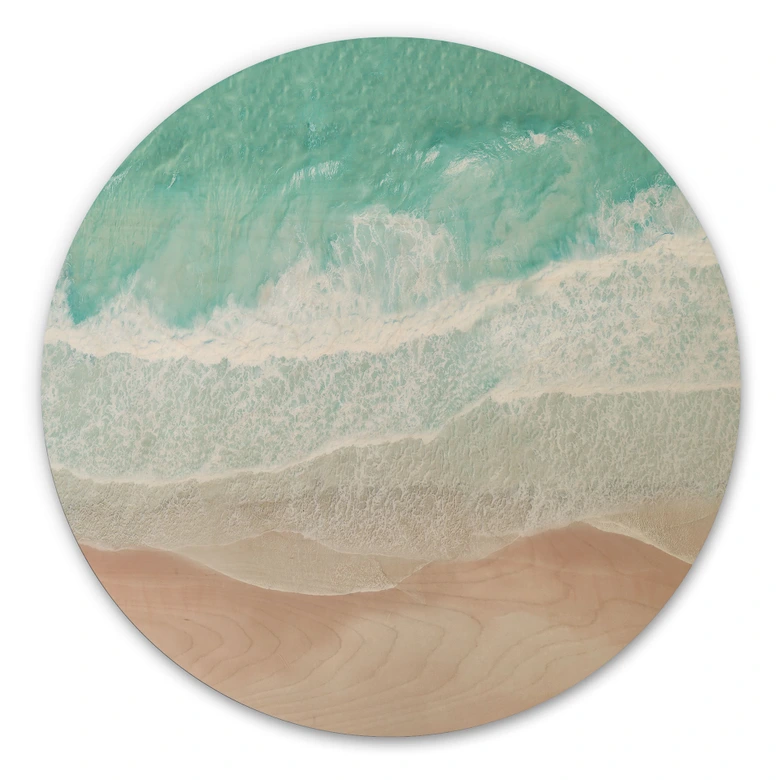 Holzbild Sanfte Wellen am Strand - Sisi & Seb - Rund 