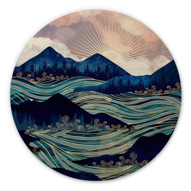 Holzbild SpaceFrog Designs - Meerestreiben - Rund 