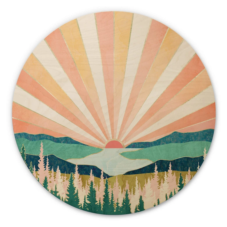 Holzbild SpaceFrog Designs - Retro Sommer - Rund 