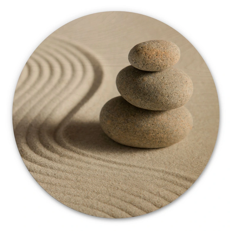 Holzbild Stone in Sand 2 - Rund 