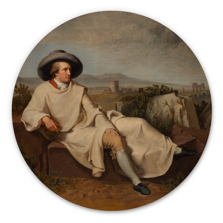 Holzbild Tischbein - Goethe in der römischen Campagna - Rund 