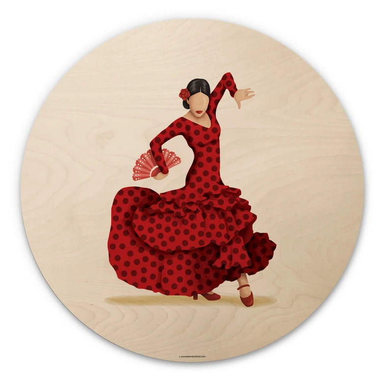 Tableau sur bois rond Tohmé - Flamenco 