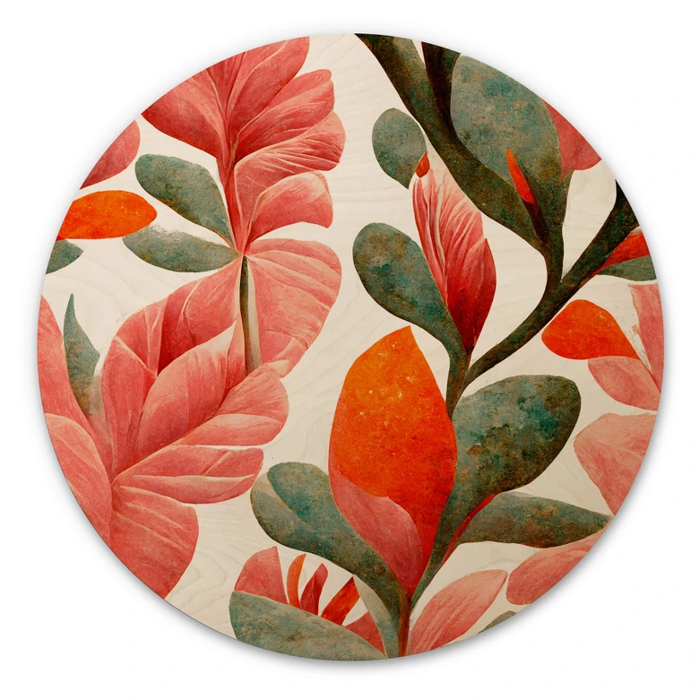 Holzbild Treechild - Indische Rose - Rund 