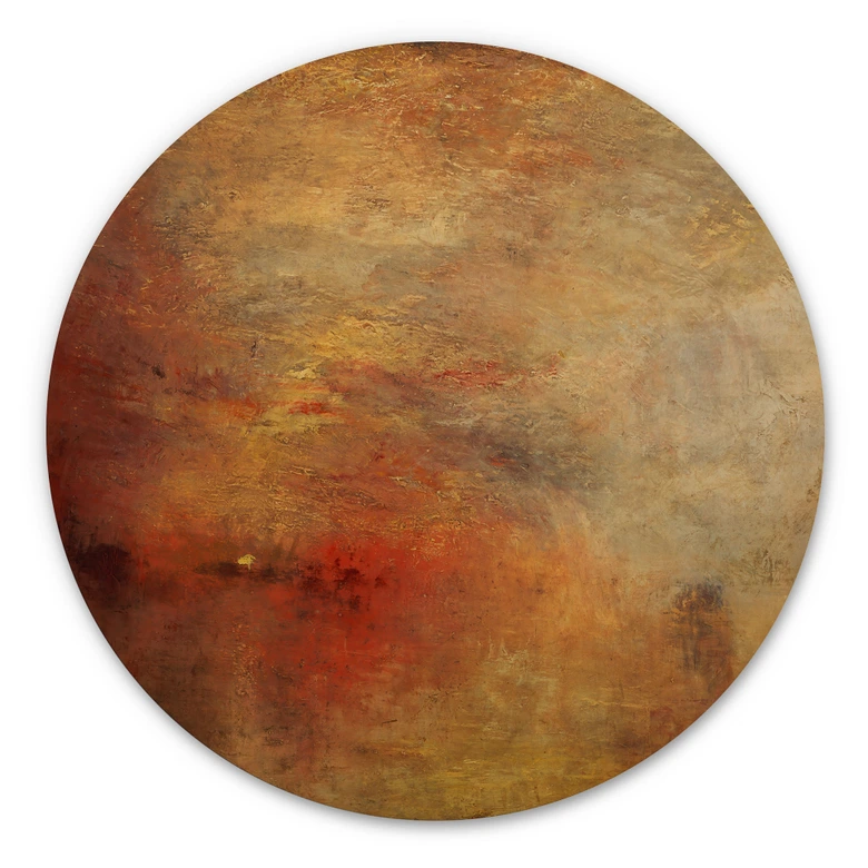 Houten Wanddecoratie - Zonsondergang over een meer - Rond 
