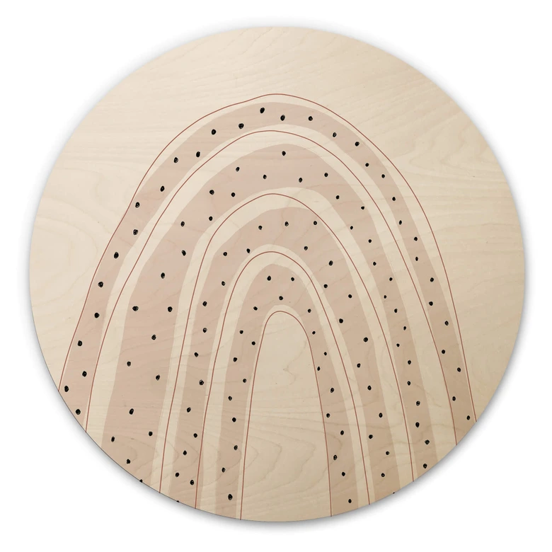 Cuadro de madera uplusmestudio - Arco iris con lunares - Redondo 