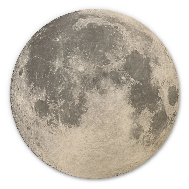 Obraz drewniany księżyc w pełni czarno-biały - okrągły 