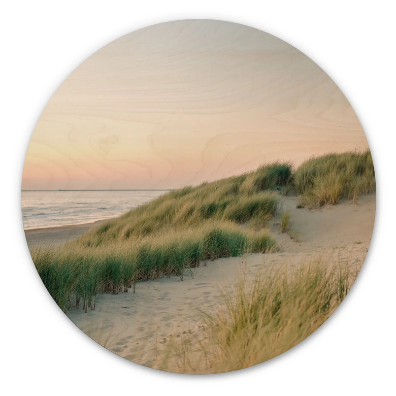 Holzbild Dünen an der holländischen Küste - Zwart - Rund 