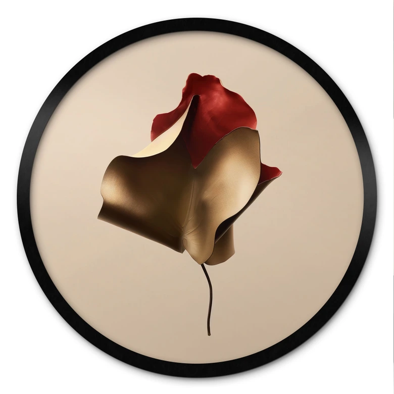 Elegante blad Poster in goud en rood - Alma - Rond 