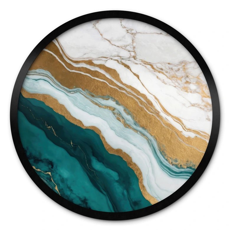 Póster Río de mármol de oro y jade - Taller Alpenglow - Redondo 