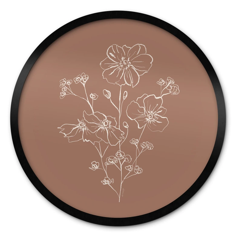 Poster Wildrosenstrauß Mocha-Mousse - Anis Illustration - Rund 