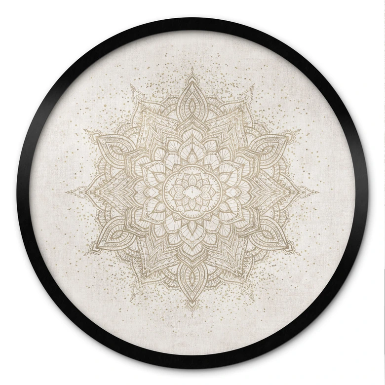Poster Boho Ornament in Leinenoptik, Mandala - Bloomery Decor - Rund 