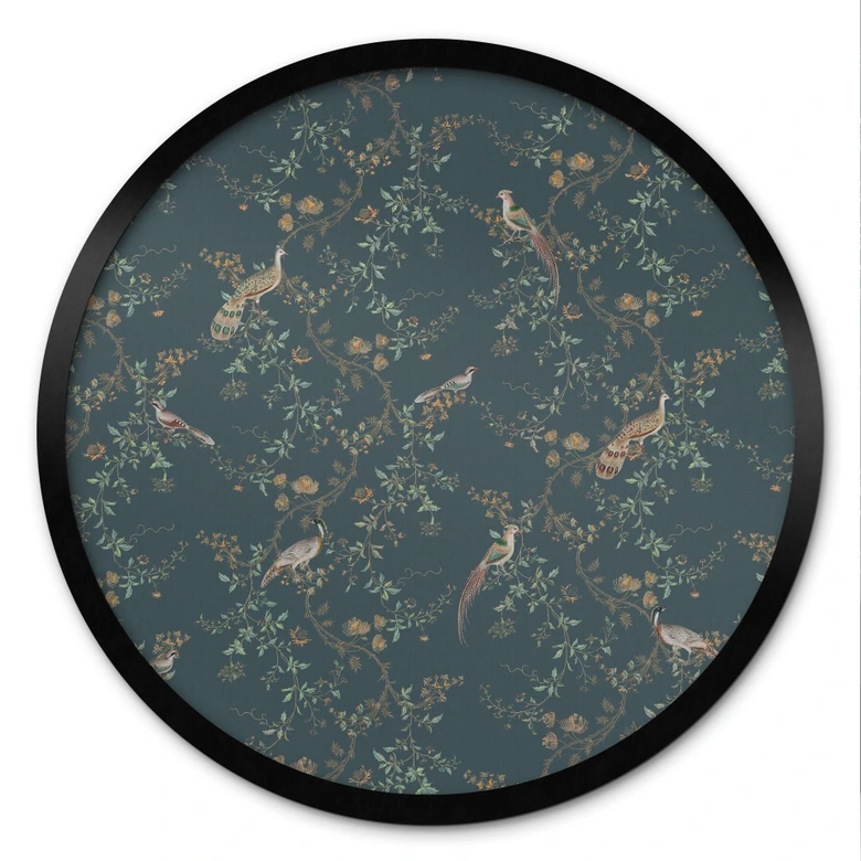 Plakat Egzotyczne ptaki w lesie - Bloomery Decor - Okrągły 