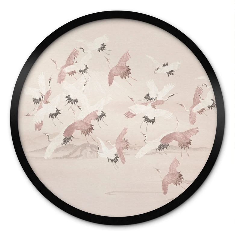 Poster med kranar över sjön - Bloomery Decor - Round 