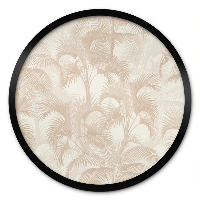 Plakat Palmy w dżungli beżowy - Bloomery Decor - okrągły 