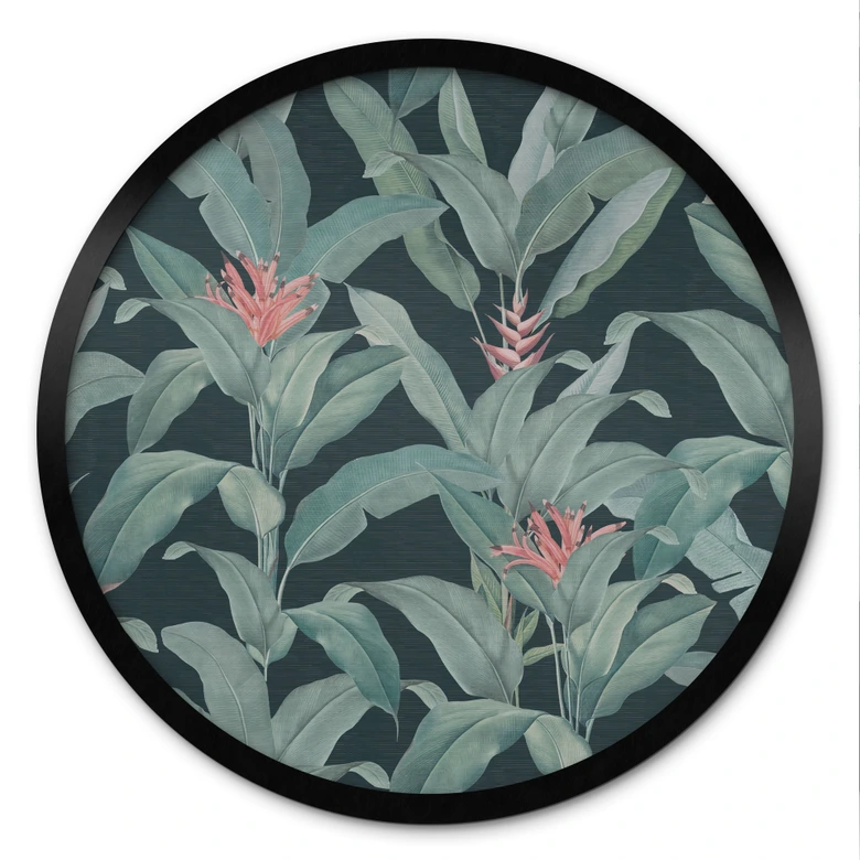 Poster Urban Jungle Tropenblätter Grün - Bloomery Decor - Rund 