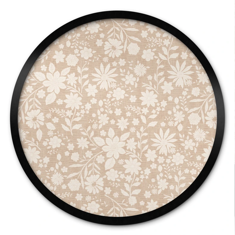 Poster Vintage Blumen in Leinenoptik - Bloomery Decor - Rund 
