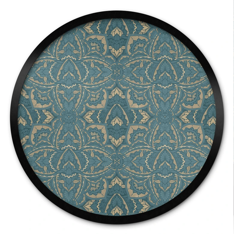 Poster Vintage Mandala in Türkisgold - Bloomery Decor - Rund 