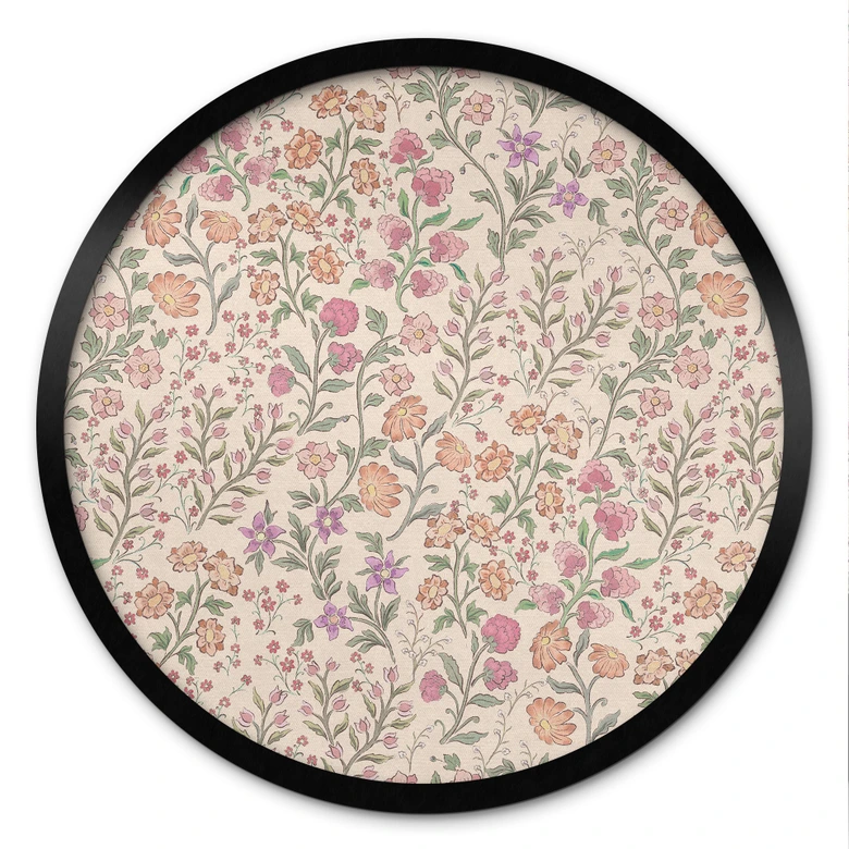 Poster Wiesenblumen Vintage - Beige - Bloomery Decor - Rund 