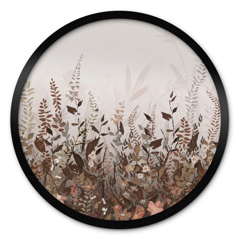 Poster Blumenwiese Vintage - Lane - Rund 