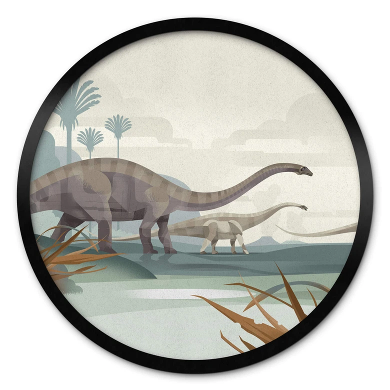 Poster Braun - Diplodocus - Rund 