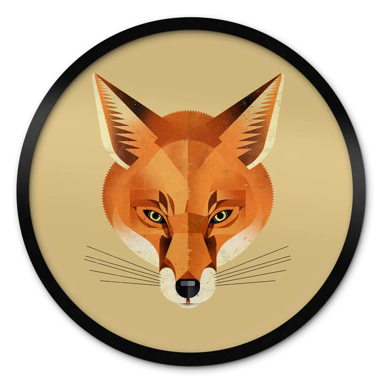 Poster Fuchs - Rund - Braun 