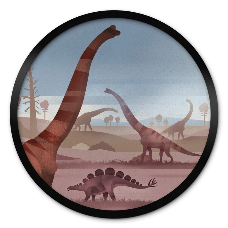 Kinder-Poster Im Land der Dinosaurier - Rund - Braun 