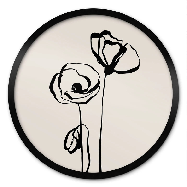 Poster Line Art Two Poppies - Cats & Dotz - Rund 