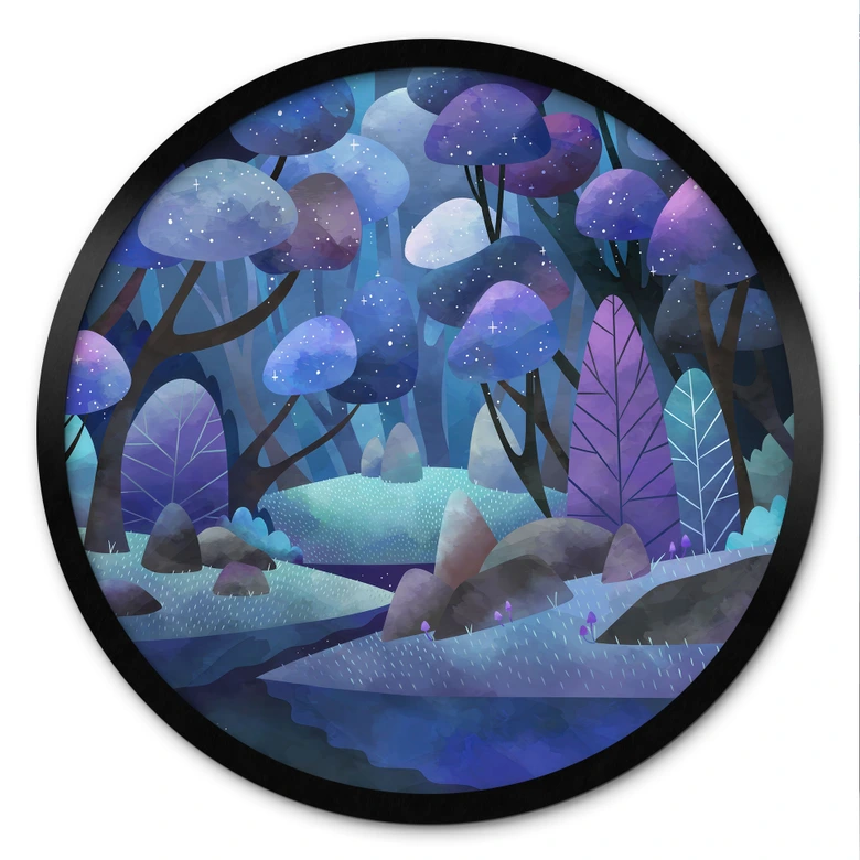 Poster med förtrollad skog i midnattsblått - DigitalArtsi - Round 
