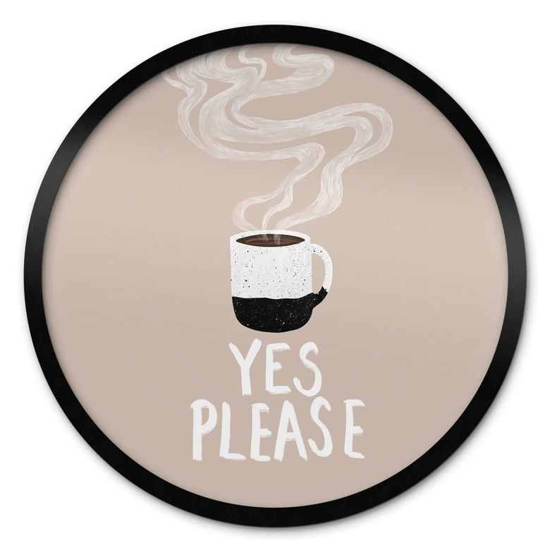 Póster Taza de café caliente por la mañana - EMELIEmaria - Redondo 