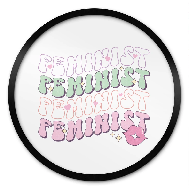 Poster Feminist Kussmund Pop Art - Rund 