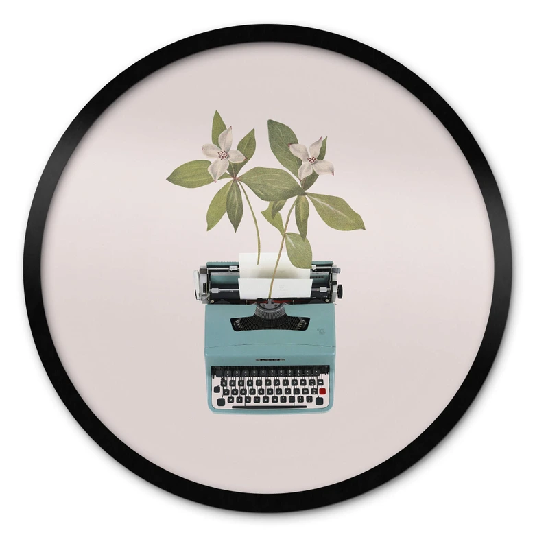 Poster Frida Floral Studio - Botanische Schreibmaschine - Rund 