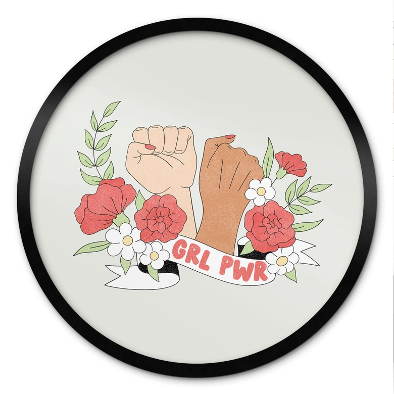 Plakat Girl Power Flowers Statement - rund 