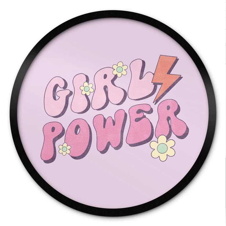 Poster Girl Power Retro Schriftzug Lila - Rund 