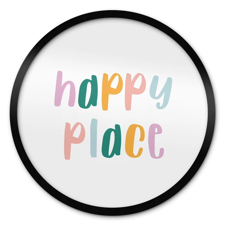 Spruch Poster - Happy place - Rund 