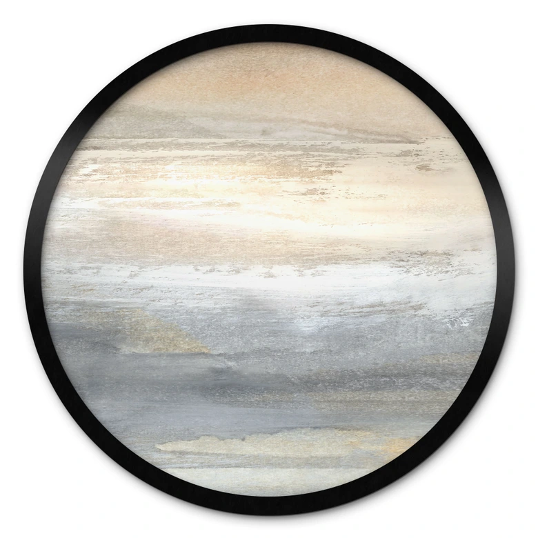 Poster Gold-graue Landschaft aus Pinselstrichen - Hobday - Rund 