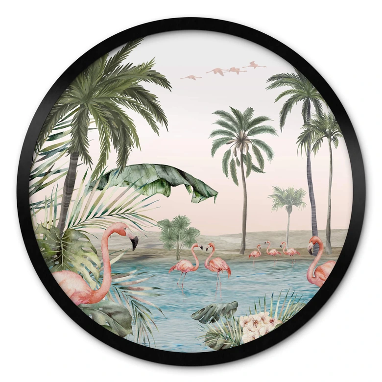 Ronde Poster Kikki Belle - Flamingo Oase 