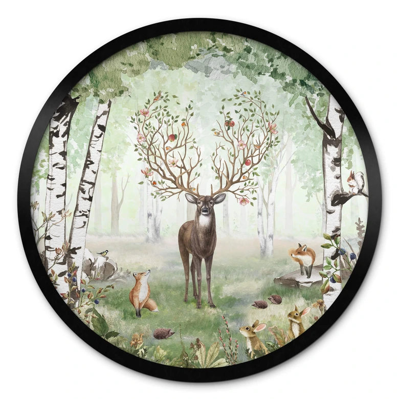 Poster Kikki Belle - Hirsch im Sommer - Rund 