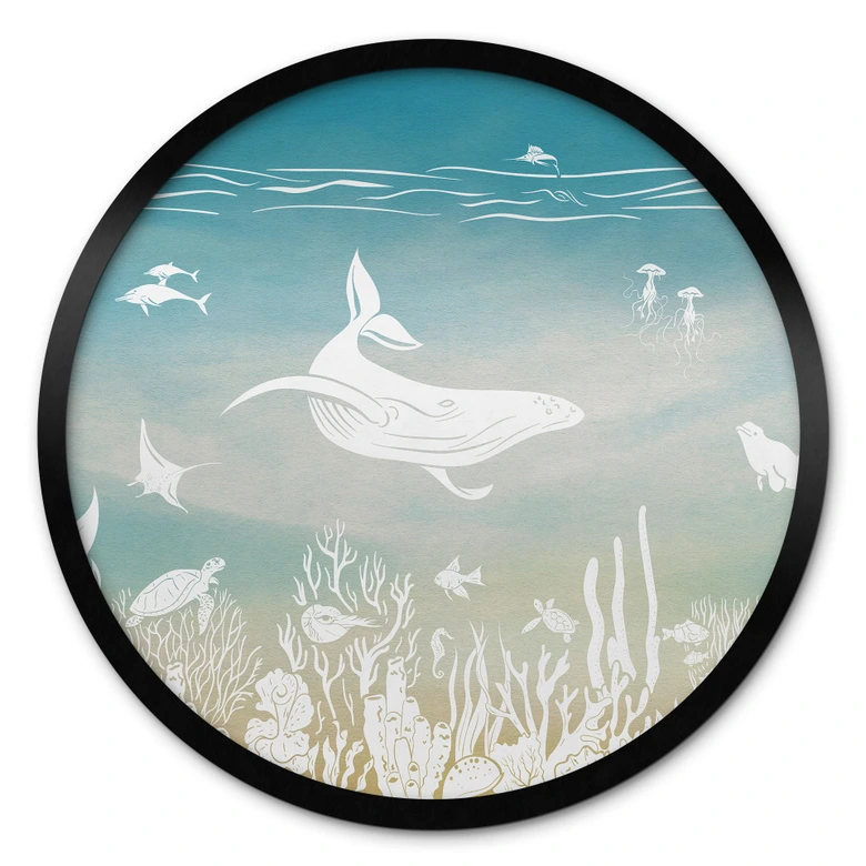 Poster undervattensvärld paradis - Ombre - Kikki Belle - Rund 