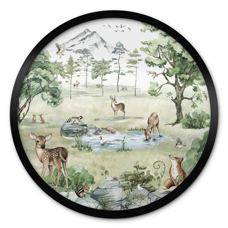 Poster Kikki Belle - Wald der Rehe - Rund 