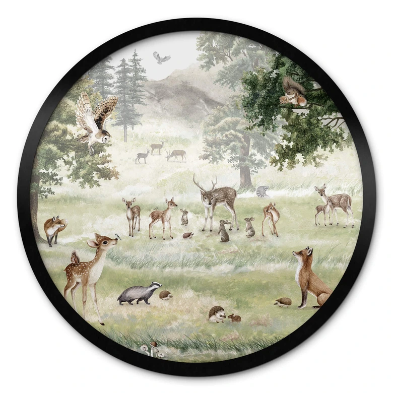 Plakat do pokoju dziecięcego Kikki Belle - Leśna zabawa - Okrągły 