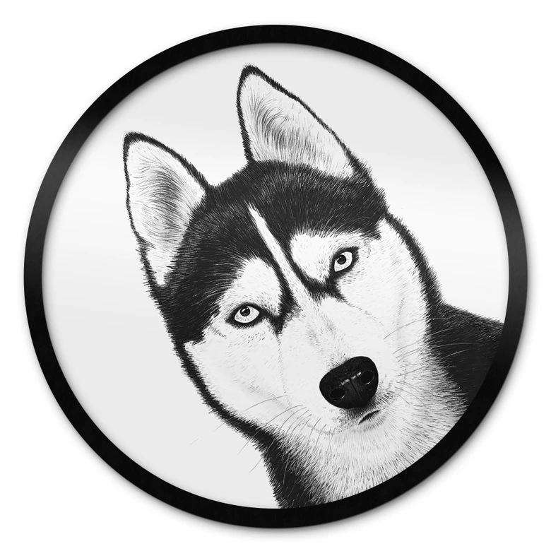 Póster Husky siberiano - Retrato de perro - Korenkova - Redondo 