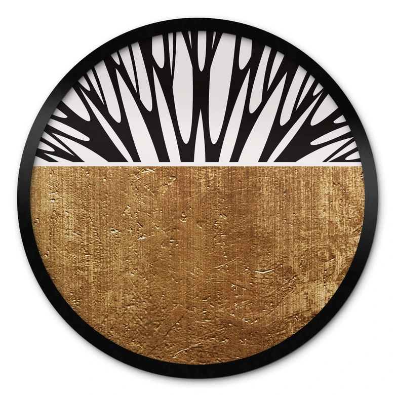 Poster Kubistika - Baum des Lebens - Gold - Rund 