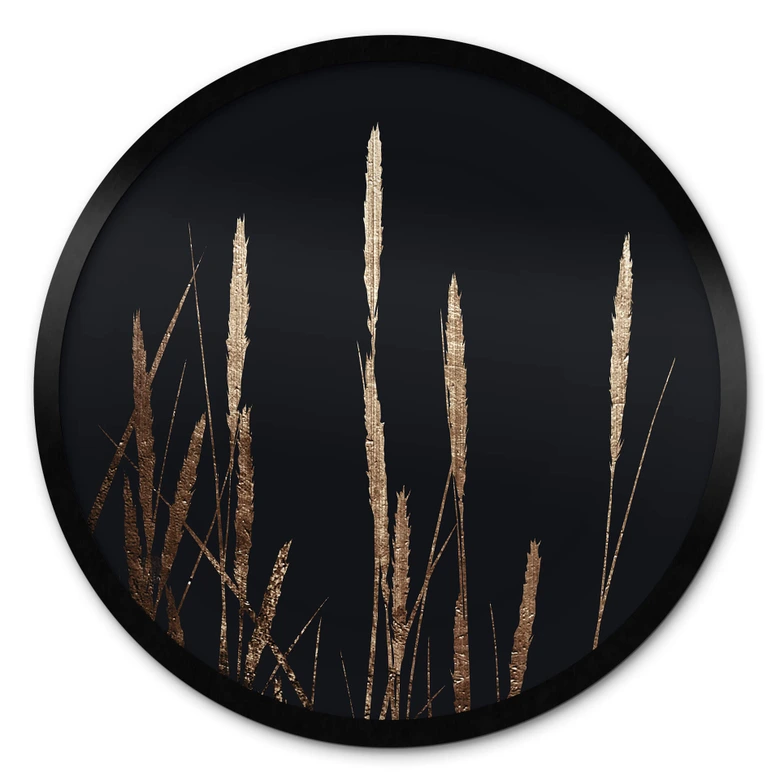 Poster Kubistika - Goldene Felder - Rund 