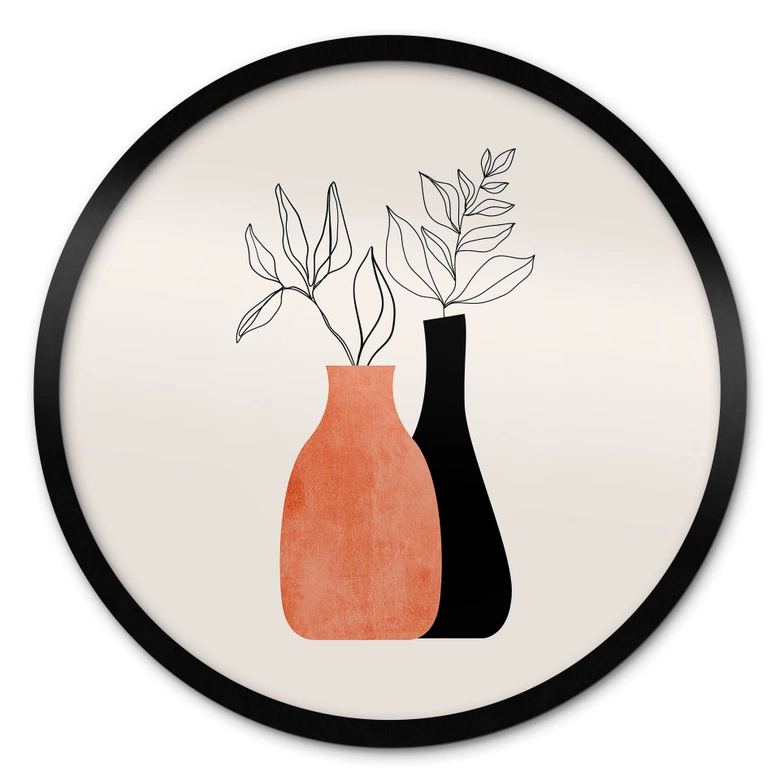 Poster Vazen in zwart en oranje - Kubistika 