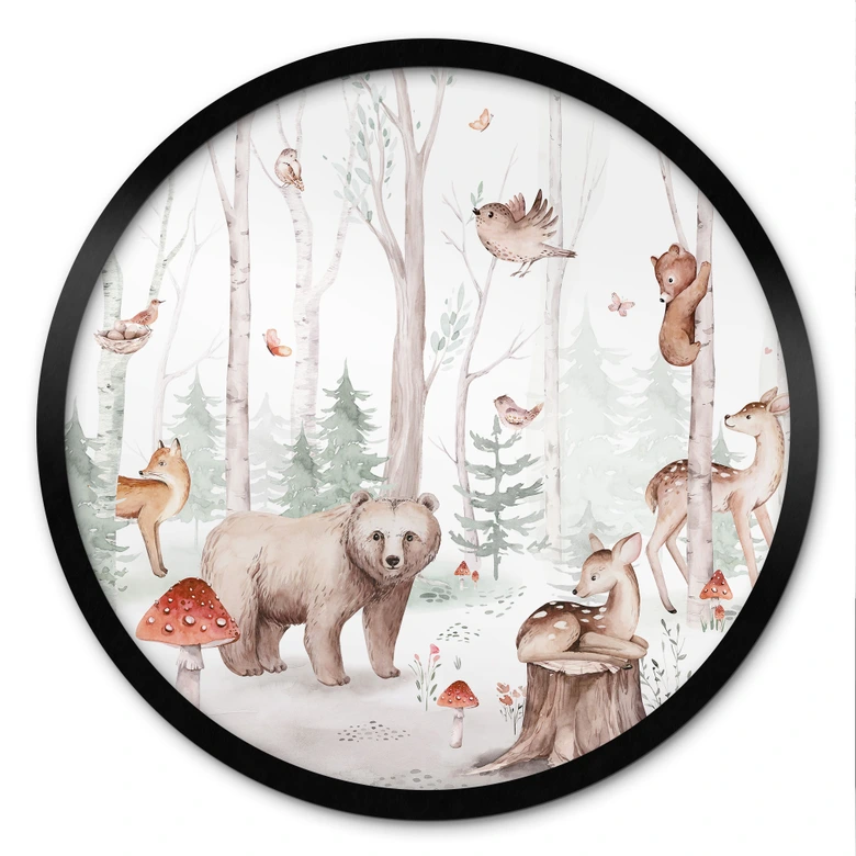 Poster Waldtiere im Herbst - Kvilis - Rund 