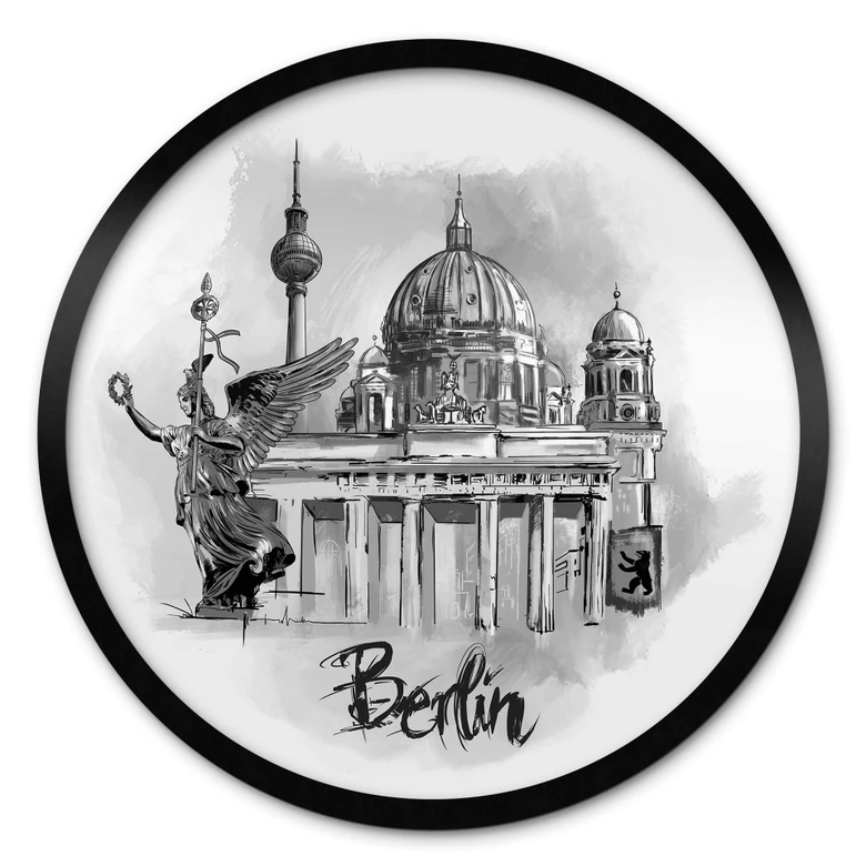Póster Berlín - Blanco y negro - Redondo - Love your City 