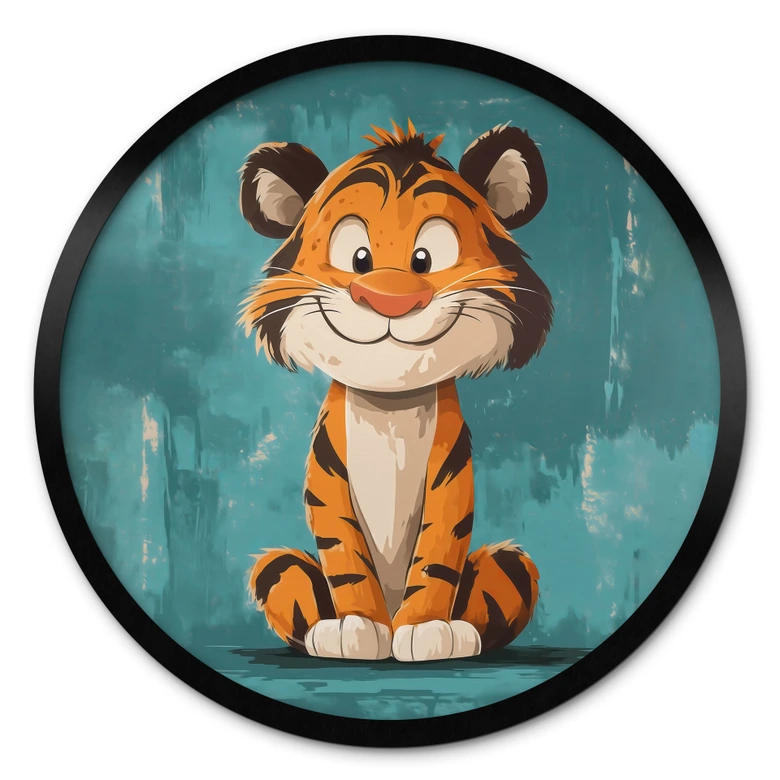 Poster Fröhliches Tigerbaby - Magnusson - Rund 