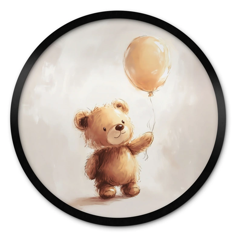 Poster Liten nallebjörn med ballong - Magnusson - Rund 
